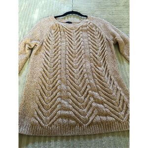 Talbots Cable Knit Brown Flecks Sweater SZ M